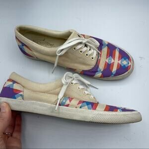 Bucketfeet Artist Designed Aztec Print Lace Up Sneakers Womens 7 Shoes Flats